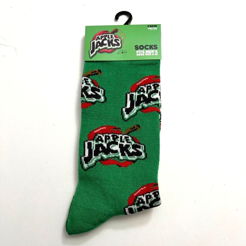 Odd Sox Unisex Apple Jacks Breakfast Cereal Novelty Crew Socks Green Classic